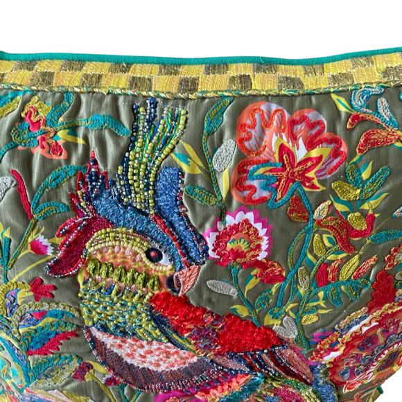 Mackenzie Childs Cockatiel Chartreuse Throw Pillow Brand New - Picture 8 of 16